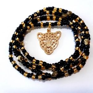 black and gold jaguar waist bead